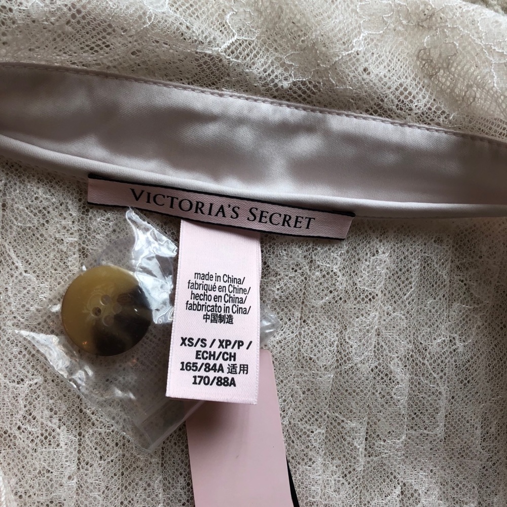 Victoria's Secret VS Ivory Blush Pink Lace Kimono Robe Bridal Sleepwear XS/S - Picture 4 of 12